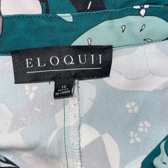 Eloquii Y2K Button Down Floral Shirt Green Pink Black Blouse Size 16 - Picture 3 of 7